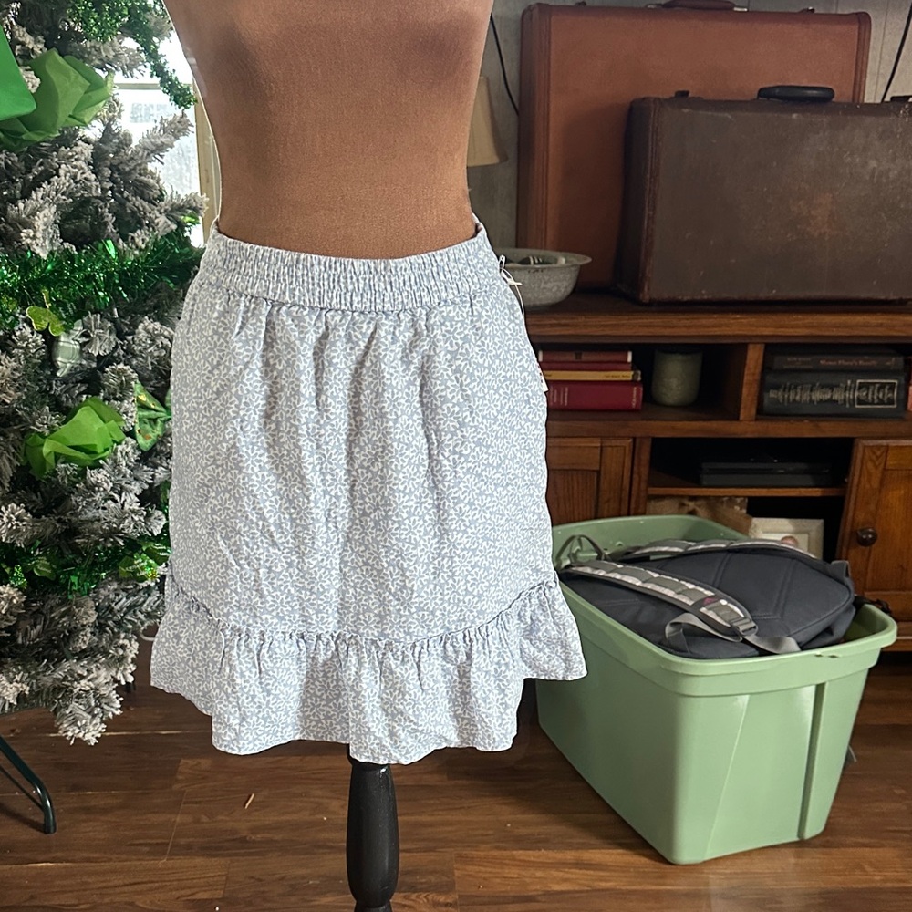 Sigrid Olsen Light Blue Floral A-Line Skirt